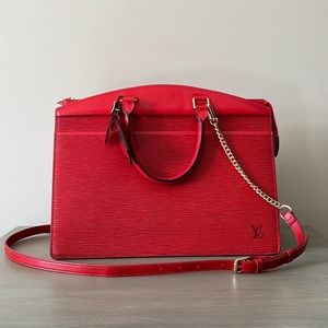 Authentic LOUIS VUITTON Epi Riviera red handbag.